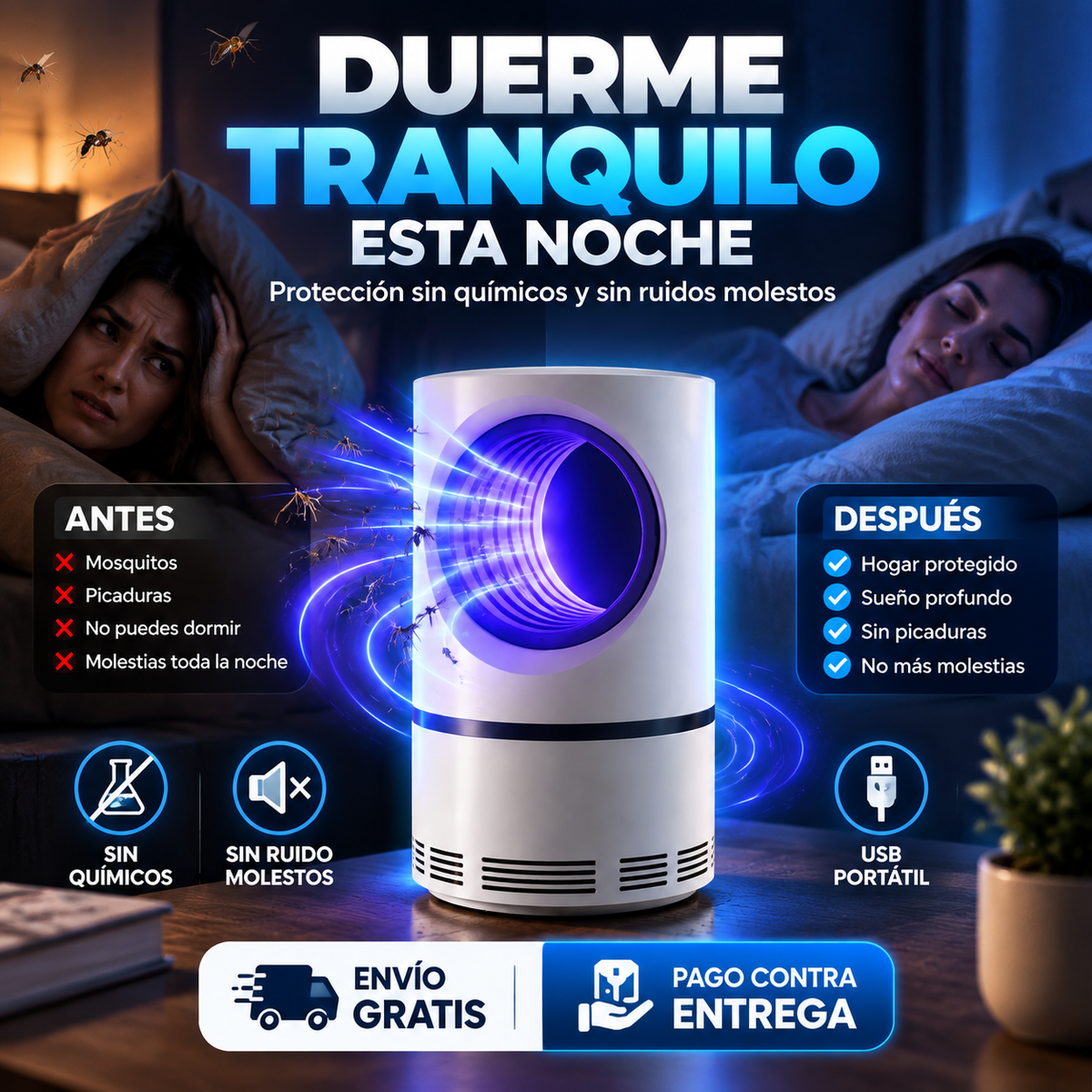 MosquiZero™ La Lámpara UV Mata Mosquitos que Protege tu Hogar Sin Químicos
