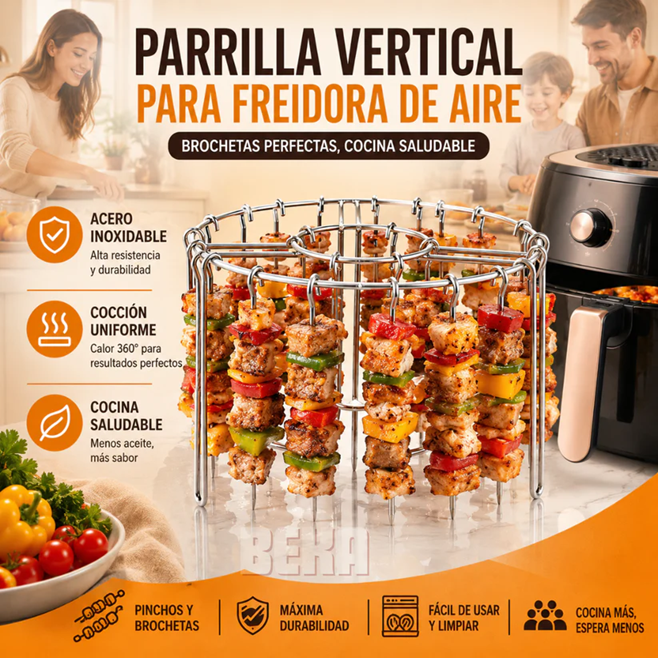 🍢Convierte tu Air Fryer en una parrilla profesional y cocina carnes, pollo, verduras, mariscos y mucho más de forma rápida, práctica y saludable.