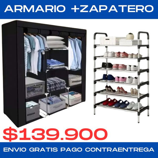 COMBO ARMARIO + ZAPATERO 6 NIVELES